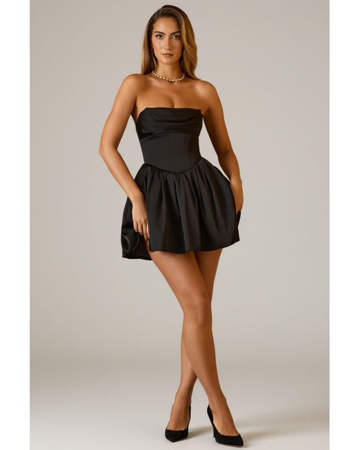 Oh Polly Black Cowl-Neck Corset Mini Dress