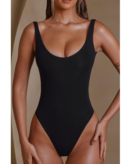 Oh Polly Black Scoop Neck Bodysuit