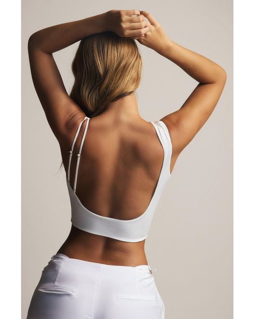 Oh Polly White Draped Open-Back Tank Top