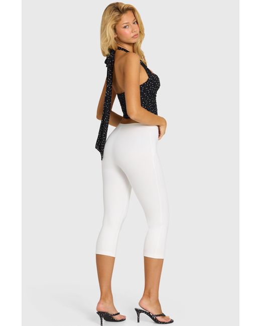 Oh Polly White Ponte Capri Leggings