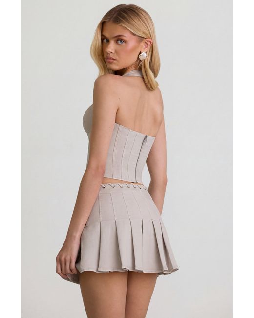 Oh Polly White Low-Rise Pleated Mini Skirt