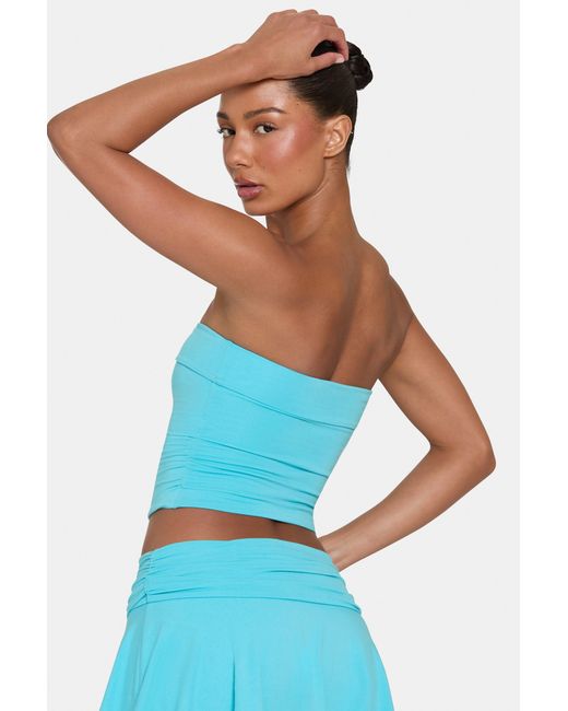 BO+TEE Blue Buttercloud Slouchy Off-Shoulder Top
