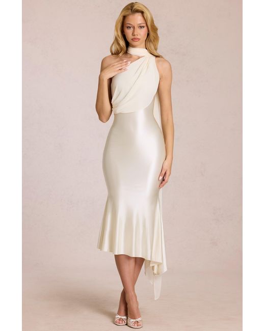 Oh Polly White Scarf-Detail Midaxi Dress