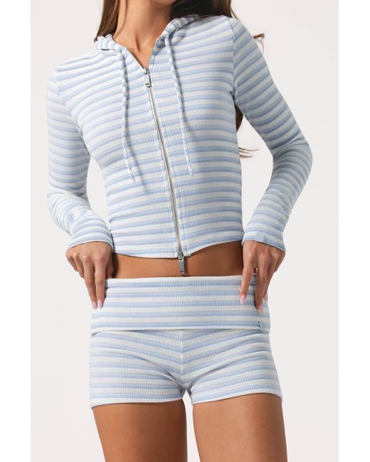 BO+TEE Blue Ribbed Jersey Mini Shorts