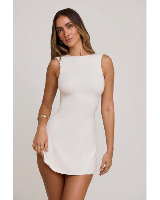 Oh Polly White High Neck Open Back Mini Dress