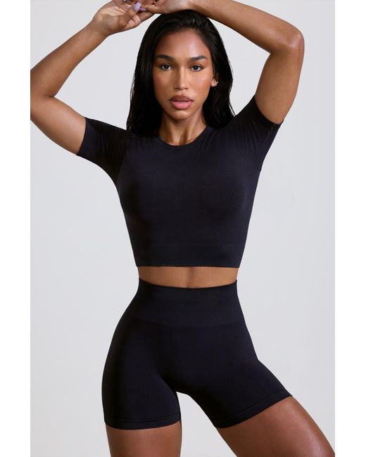 BO+TEE Black High Waist Define Luxe Mini Shorts