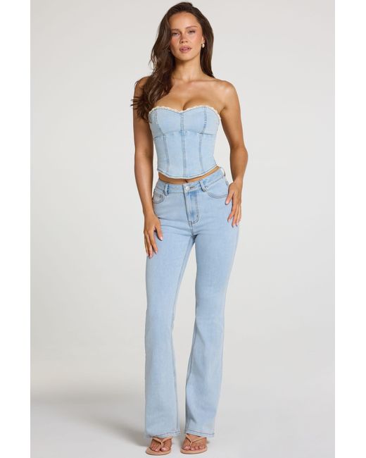 Oh Polly Blue Mid-Rise Bootcut Jeans