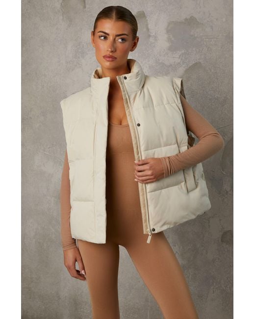 BO+TEE Natural Cropped Puffer Jacket With Detachable Sleeves
