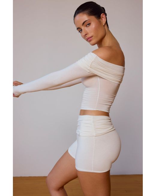 BO+TEE White Fold-Over Mini Shorts