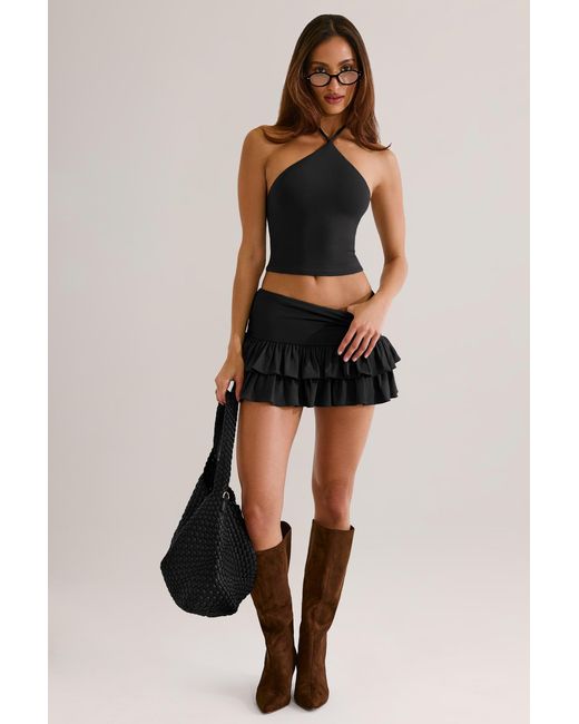 Oh Polly Black Modal Halterneck Top