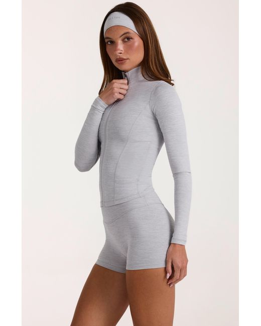 BO+TEE Gray Soft Active Zip-Up Jacket
