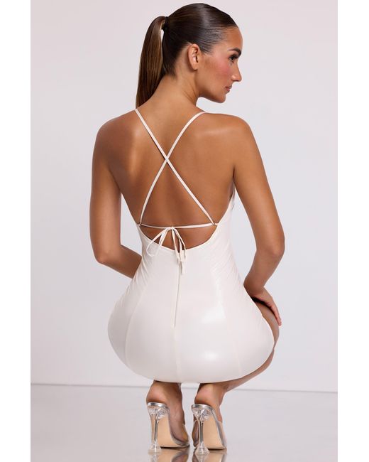 Oh Polly White Vinyl Tie Back Scoop Neck Mini Dress