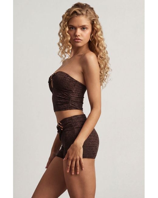 Oh Polly Brown Mid-Rise Shorts