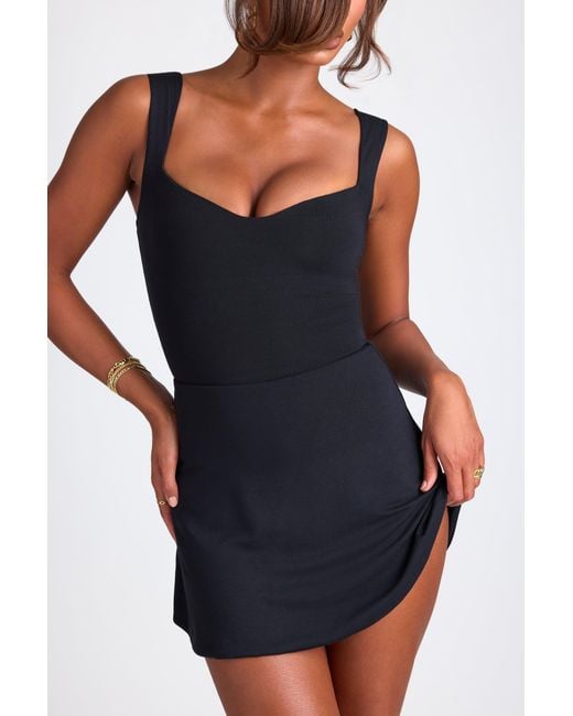 Oh Polly Black Modal Sweetheart-Neck Top