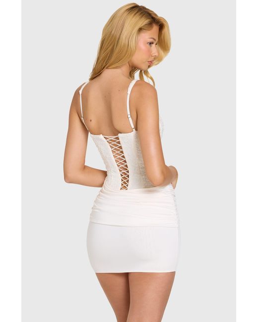 Oh Polly White Embellished Corset Mini Dress