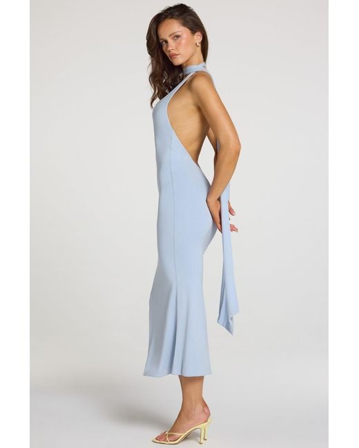 Oh Polly Blue Modal Halterneck Midaxi Dress