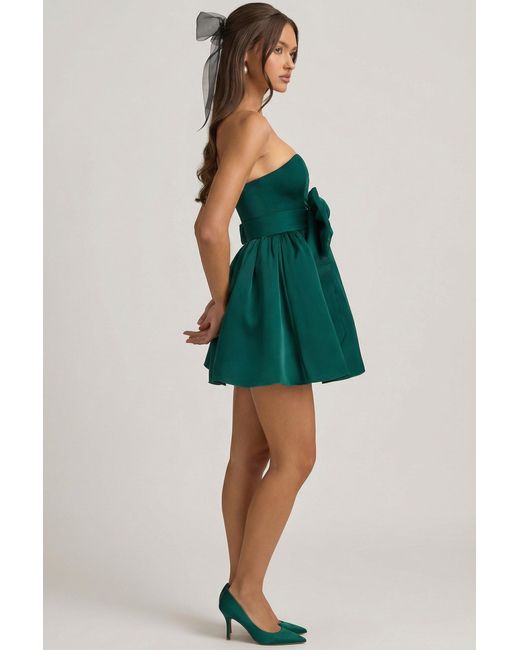Oh Polly Green Bow-Detail Corset Mini Dress