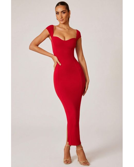 Oh Polly Red Sweetheart Neckline Maxi Dress