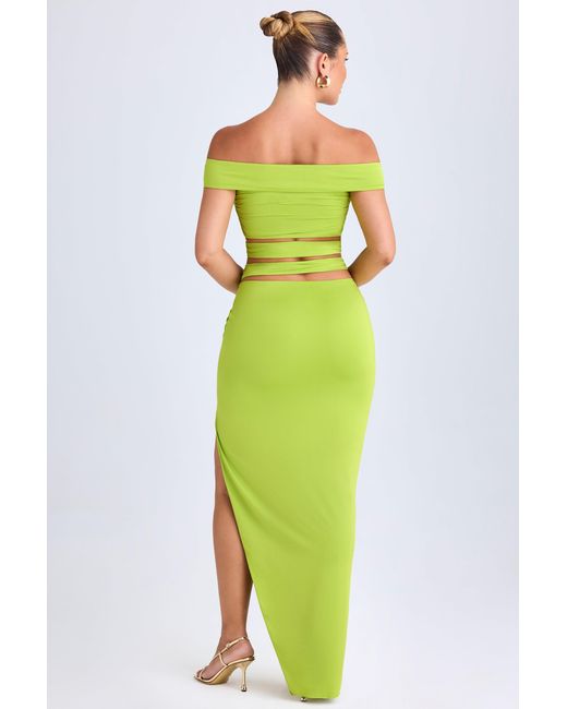 Oh Polly Green Asymmetric Cut-Out Maxi Skirt