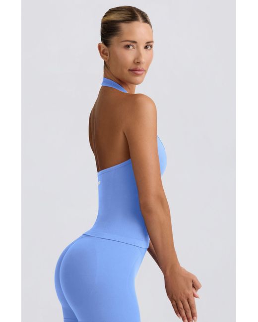 BO+TEE Blue Define Luxe Halterneck Tank Top