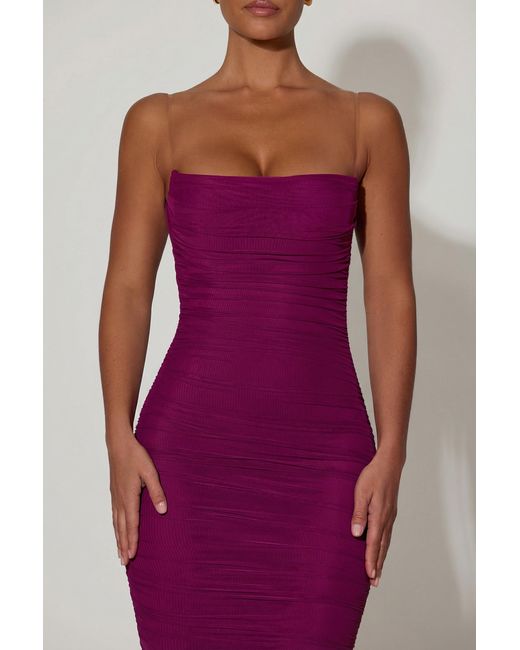Oh Polly Purple Ruched Backless Bodycon Midaxi Dress