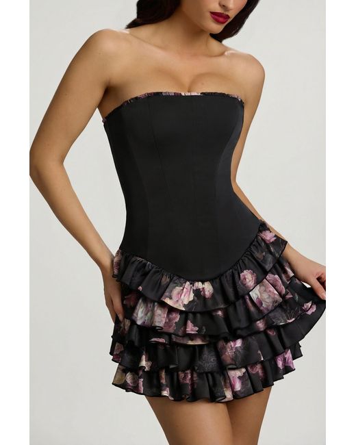 Oh Polly Multicolor Strapless Ruffled Tiered Corset Mini Dress
