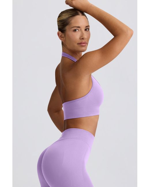 BO+TEE Purple Define Luxe Halterneck Sports Bra