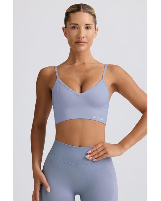 BO+TEE Blue Define Luxe V-Neck Sports Bra