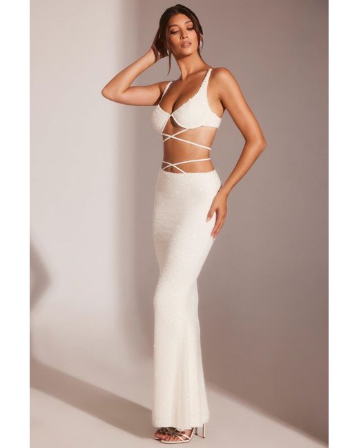 Oh Polly White Embellished Underwired Strappy Crop Top
