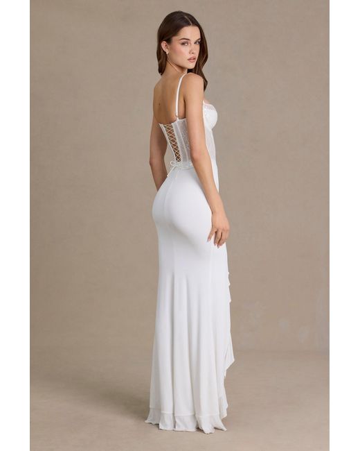 Oh Polly White Embellished Lace Corset Gown