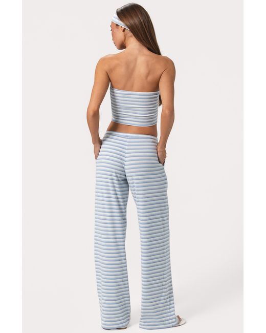 BO+TEE Blue Ribbed Jersey Low-Rise Trousers