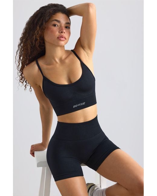 BO+TEE Black Super Sculpt Seamless Scoop-Neck Sports Bra