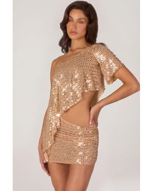 Oh Polly Metallic Embellished Micro Mini Skirt