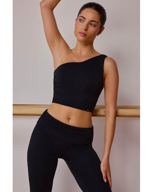BO+TEE Black One-Shoulder Twisted Tank Top