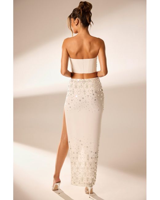 Oh Polly White Hand Embellished Maxi Skirt