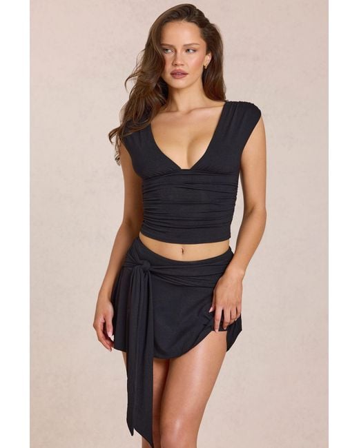 Oh Polly Black Modal Plunge Top