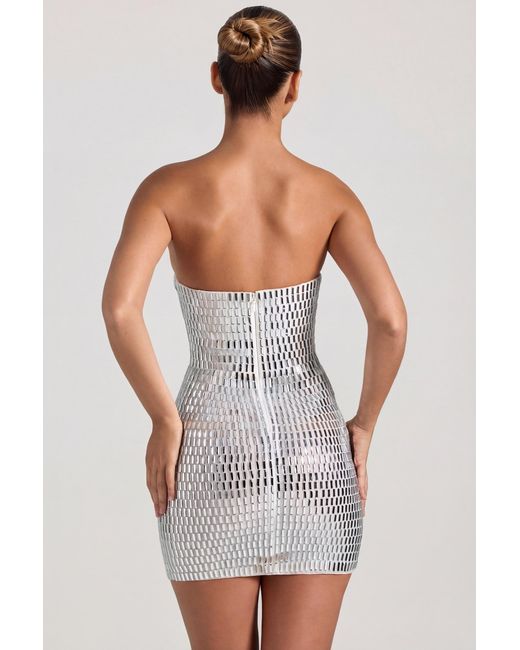 Oh Polly White Embellished Bandeau Mini Dress