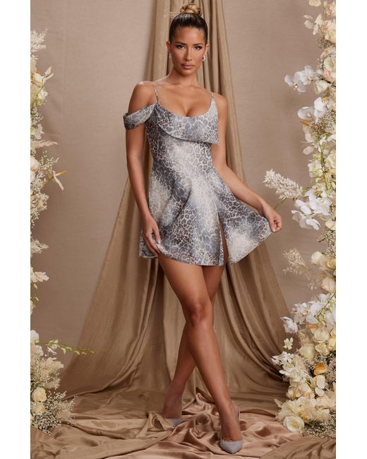 Oh Polly Multicolor Draped Neck A-Line Mini Dress