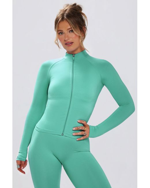 BO+TEE Green Define Luxe Zip-Up Jacket