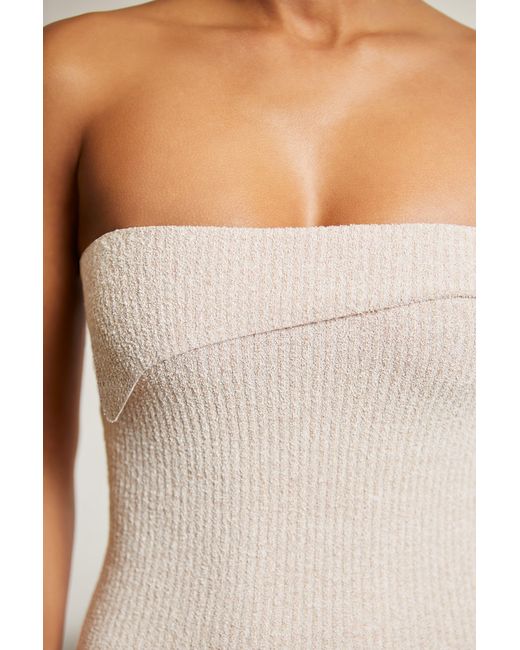 Oh Polly Natural Overlap Bandeau Midi Dress