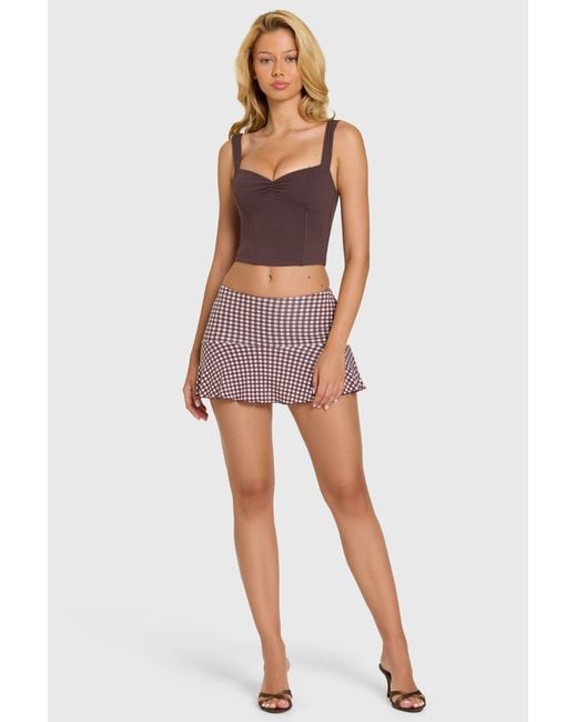 Oh Polly Brown Modal Lace-Trim Mini Dress