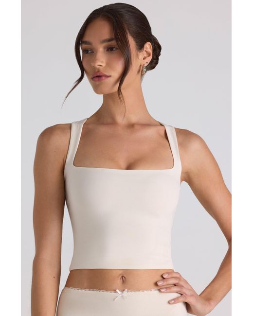 Oh Polly White Modal Bow-Detail Crop Top