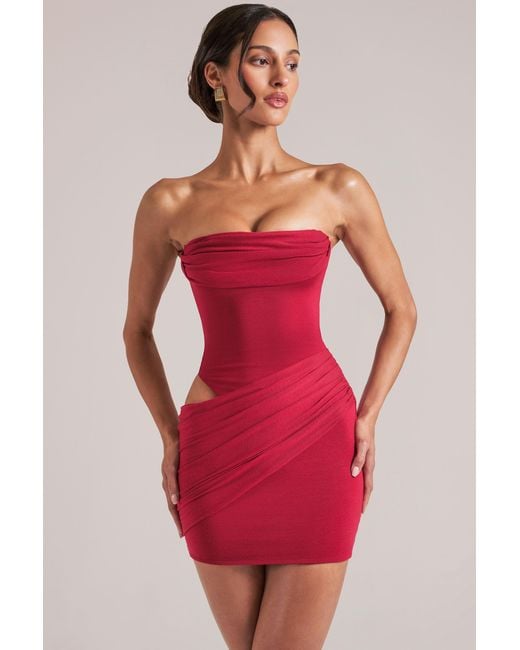 Oh Polly Red Bandeau Bodycon Mini Dress