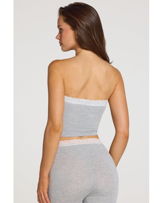 Oh Polly Gray Modal Lace-Trim Bandeau Top