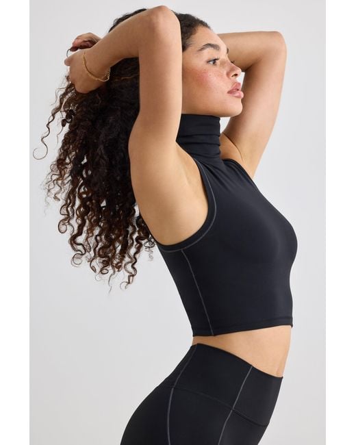 BO+TEE Black Soft Active Turtleneck Tank Top