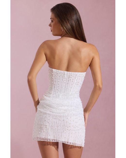 embellished draped strapless a-line mini dress in white Oh Polly Size:S (US 2) Cinderella Divine (Ladivine fabric:tencel™ How to hide your