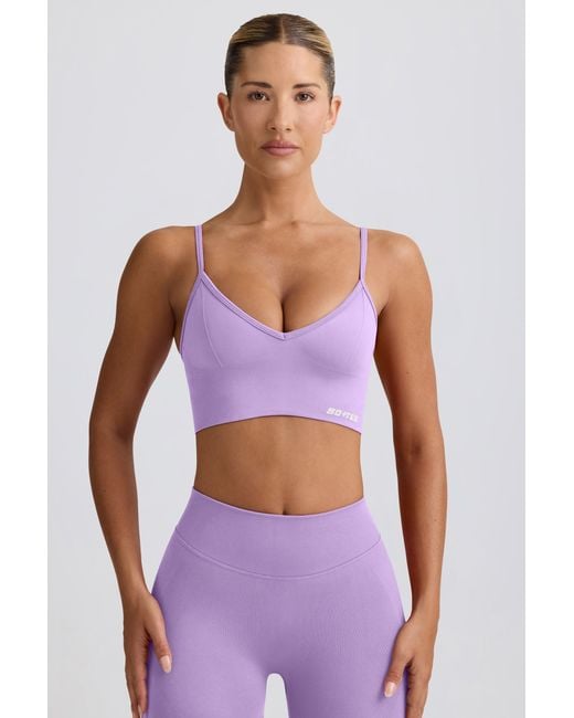 BO+TEE Purple Define Luxe V-Neck Sports Bra
