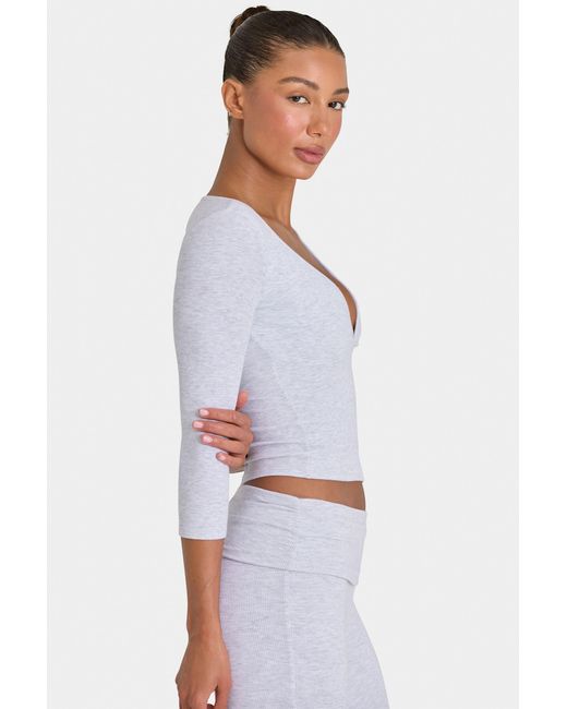 BO+TEE Gray Buttercloud 3/4 Sleeve Top
