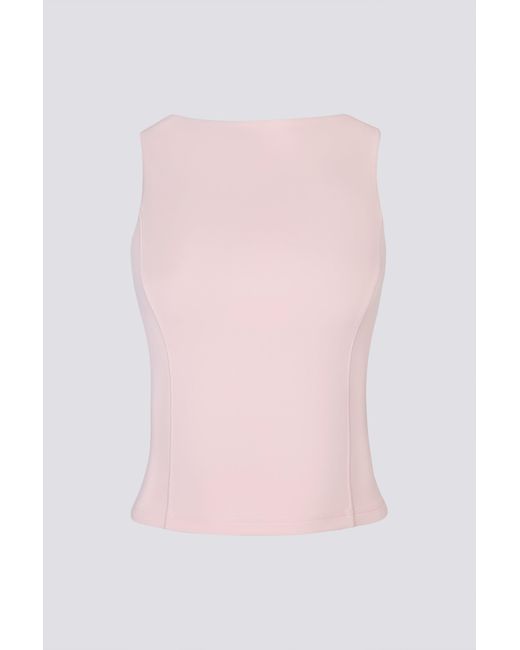 BO+TEE Pink Soft Active Boat-Neck Open-Back Tank Top