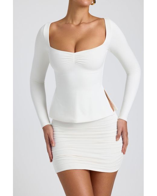 Oh Polly White Modal Sweetheart-Neck Top
